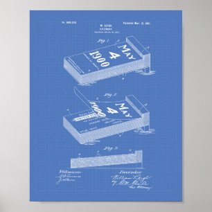 Affiches Calendrier 1901 Brevet Art Bleu