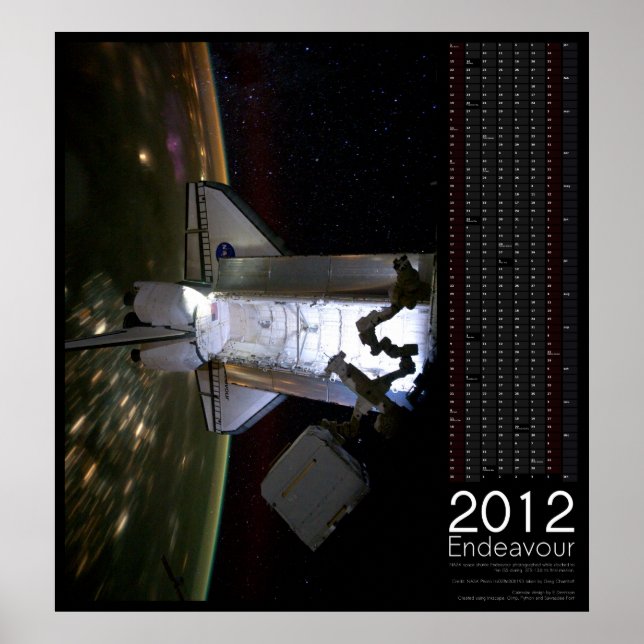 Affiches Calendrier 2012 de la navette spatiale Endeavour (Devant)