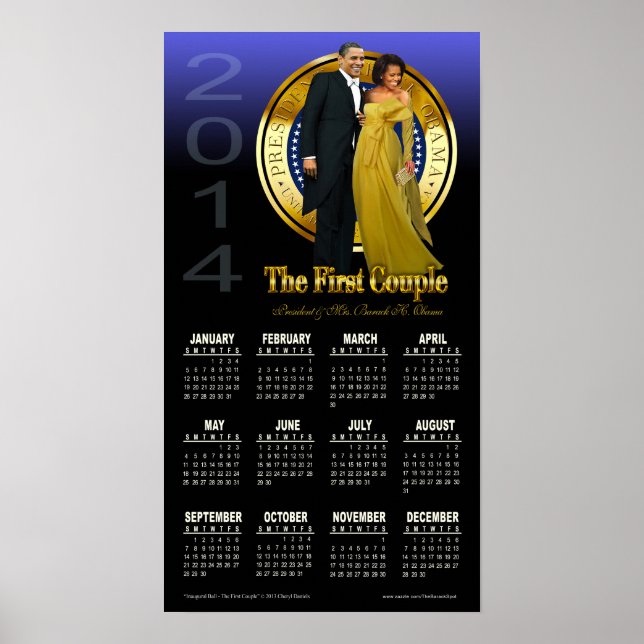 Affiches Calendrier 2014 du président Barack et de Michelle (Devant)