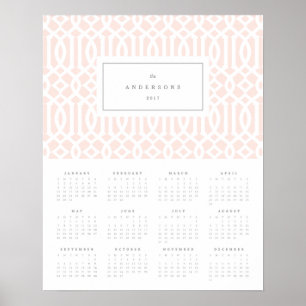 Affiches Calendrier annuel Treillis rose 16x20 2017