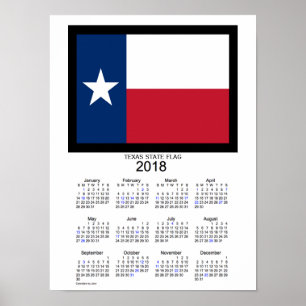 Affiches Calendrier de vacances du drapeau de l'État du Tex