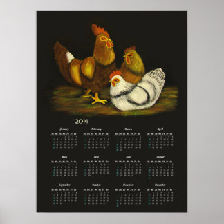 Affiches Calendrier des poulaillers et poules ~ imprimer