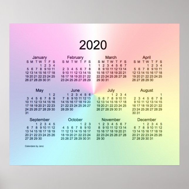 Affiches Calendrier mural scintillant 2020 de Janz Print (Devant)