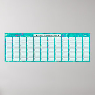 Affiches Calendrier perpétuel de fête d'anniversaire abstra