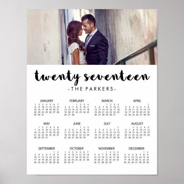 Affiches Calendrier Photo Typographie Moderne Minimal 2017 (Devant)