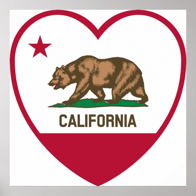 Affiches California Love - California Flag Heart (Devant)