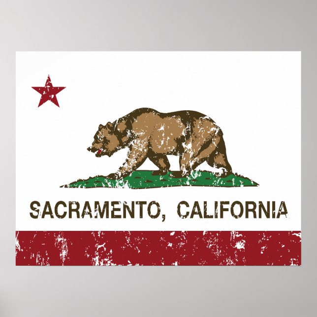 Affiches californie drapeau sacramento en détresse (Devant)