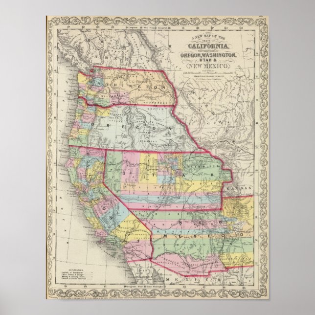 Affiches Californie, Oregon, Washington, Utah, Nouveau-Mexi (Devant)