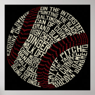 Affiches Calligramme des mots de baseball