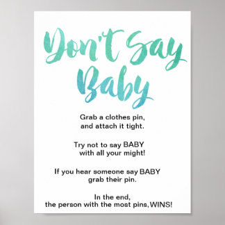 Affiches Calligraphie aquarelle ne pas dire signe bébé