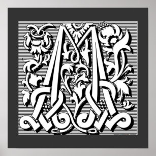 Affiches calligraphie céleste gothique renaissance monogram