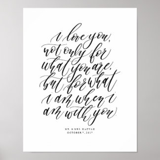 Affiches Calligraphie d'amour Mariage personnalisée Signe