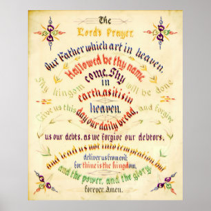 Affiches Calligraphie de prière du Seigneur 1889