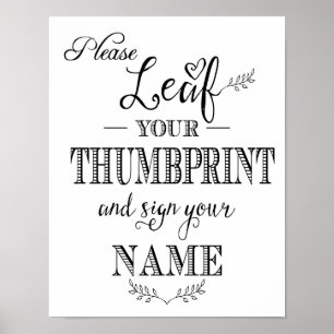 Affiches Calligraphie moderne Empreinte de pouce feuille im
