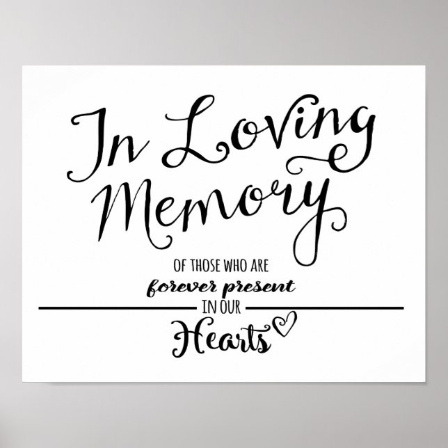 Affiches Calligraphie moderne mariage Imprimé En Souvenir a (Devant)