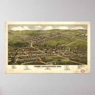 Affiches Calumet Michigan 1881 Antique carte panoramique