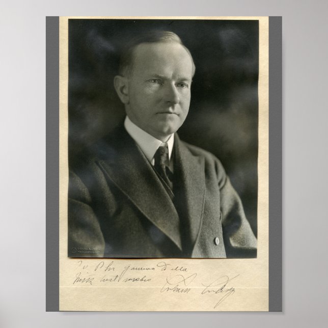 Affiches Calvin Coolidge 8x10 signé (Devant)