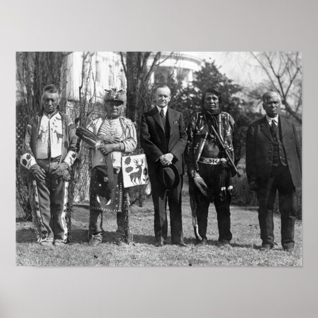 Affiches Calvin Coolidge avec des Indiens d'Osage Photo (Devant)