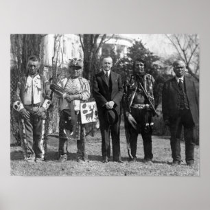 Affiches Calvin Coolidge avec la photographie d'Indiens
