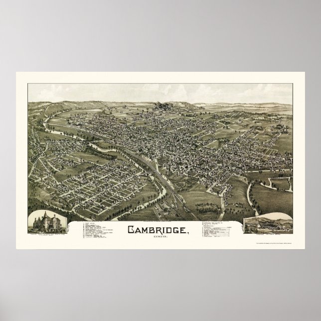 Affiches Cambridge, OH Carte panoramique - 1897 (Devant)