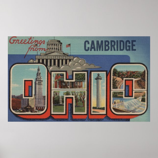 Affiches Cambridge, Ohio - Scènes de grandes lettres (Devant)