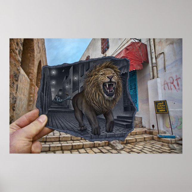 Affiches Caméra Crayon Vs - Lion Puissant (Devant)