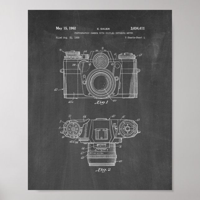 Affiches Caméra Photographique Avec Mètre D'Exposition Coup (Devant)