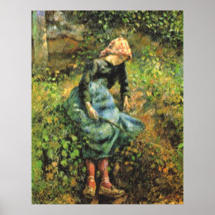 Affiches Camille Pissarro - Fille Paysanne w. Huile Stick 1