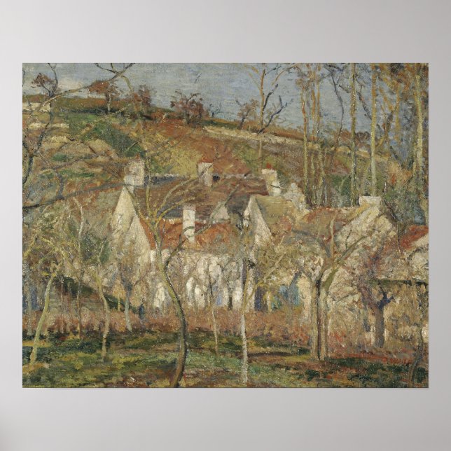 Affiches Camille Pissarro - Toits rouges, coin d'un village (Devant)