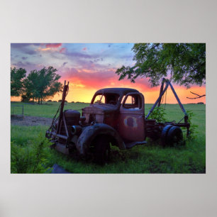 Affiches Camion de coucher du soleil