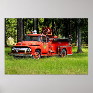 Affiches Camion de pompiers antique