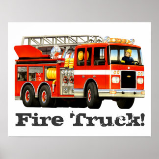 Affiches Camion d'incendie rouge sur mesure pour enfant