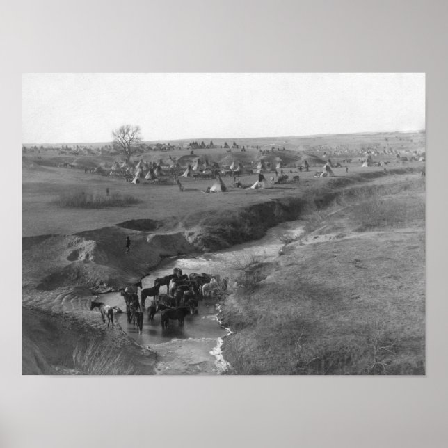 Affiches Camp indien de Lakota à l'argile blanche (Devant)