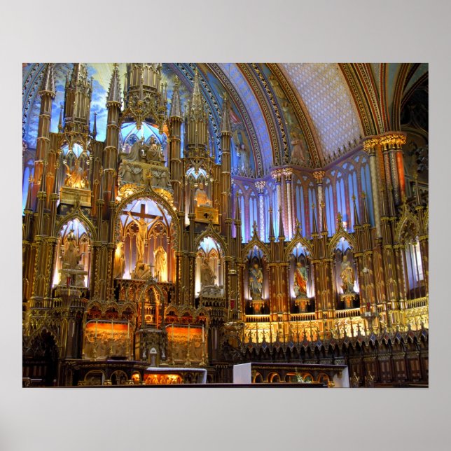 Affiches Canada, Québec, Montréal. Intérieur de Notre-Dame (Devant)