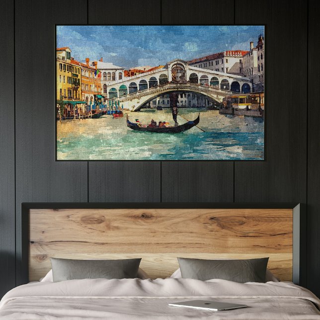 Affiches Canal de Venise coloré Grande Aquarelle Peinture (Créateur téléchargé)