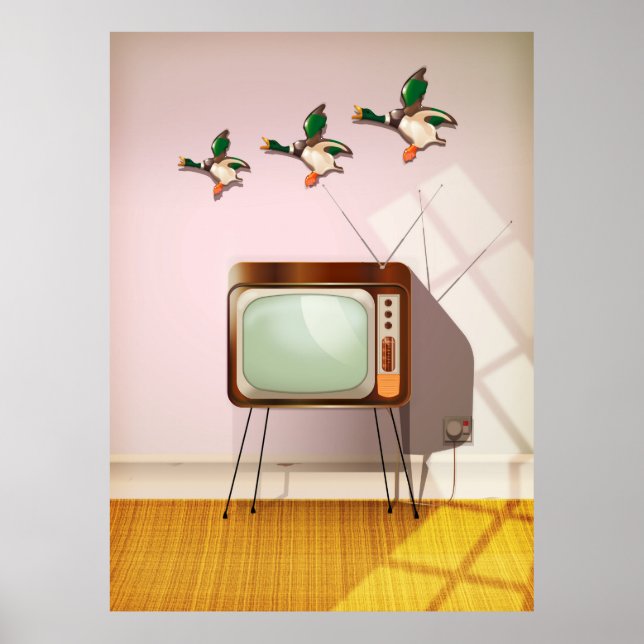 Affiches Canards en porcelaine sur le mur (Devant)