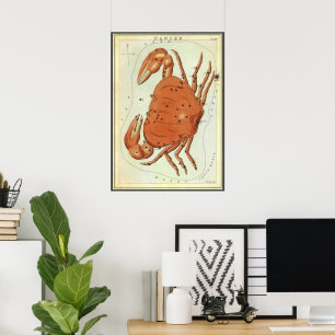 Affiches Cancer Crabe Constellation Vintage, Miroir d'Urani