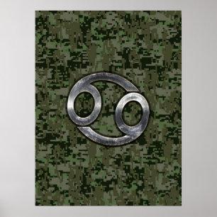 Affiches Cancer Zodiac Sign on Green Digital