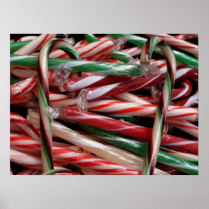 Affiches Canne de bonbons festive à la menthe chocolatée