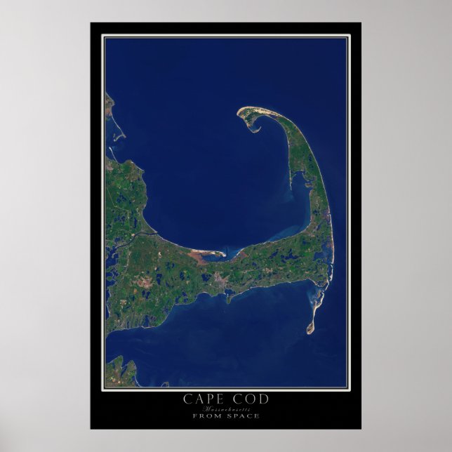 Affiches Cape Cod Massachusetts De La Carte Satellite Spati (Devant)