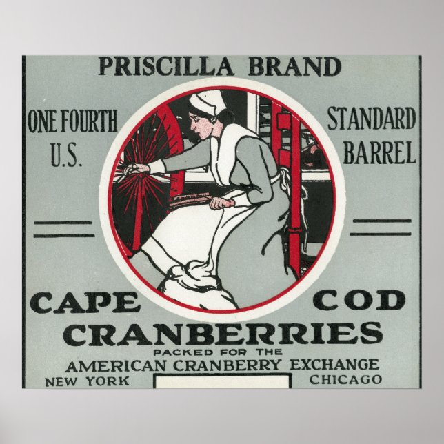 Affiches Cape Cod Priscilla Marque Cranberry Étiquette (Devant)