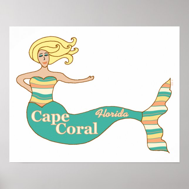 Affiches Cape Coral, FL Mermaid (Devant)