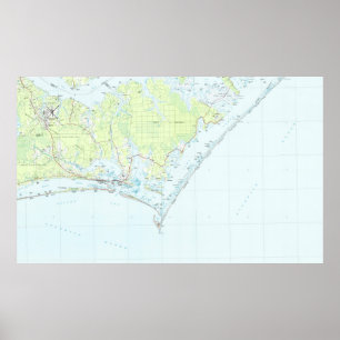 Affiches Cape Lookout National Seashore & Morehead City Map