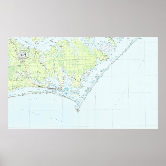 Affiches Cape Lookout National Seashore & Morehead City Map (Devant)