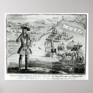 Affiches Capitaine Bartholomew Roberts avec deux navires