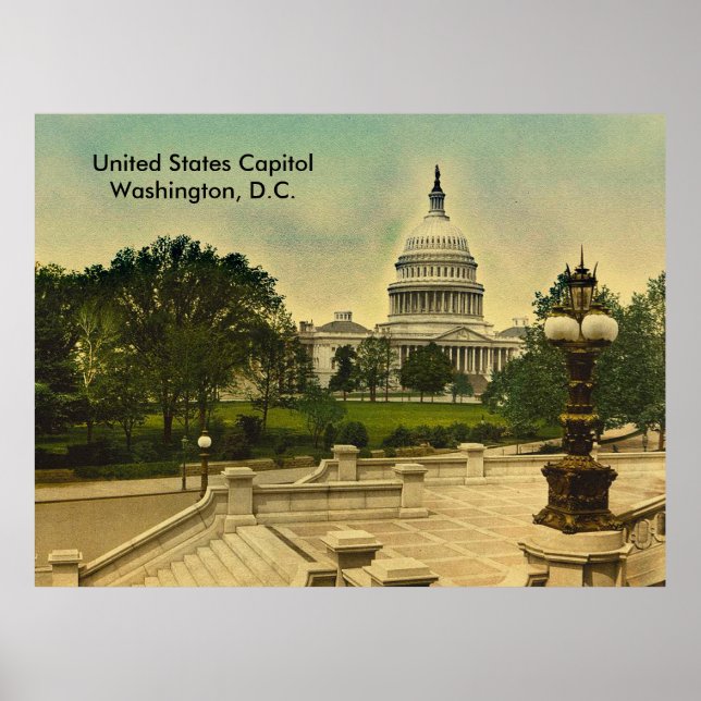 Affiches Capitole des États-Unis depuis les marches de la b (Devant)