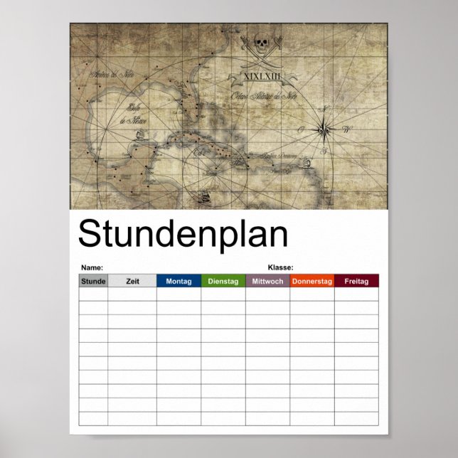 Affiches Caraïbes - ancien calendrier de la carte (Devant)