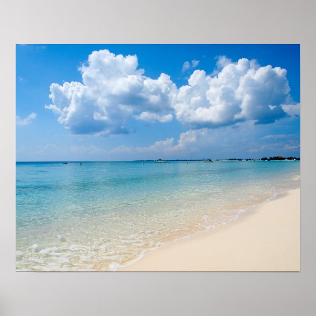 Affiches Caraïbes - Plage de Seven Mile - Îles Caïmans (Devant)