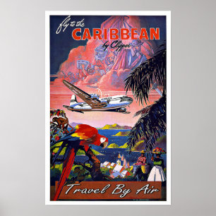 Affiches Caraïbes Vintage voyage par avion