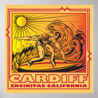 AFFICHES CARDIFF BY BY SEA ENCINITAS CALIFORNIA SURF